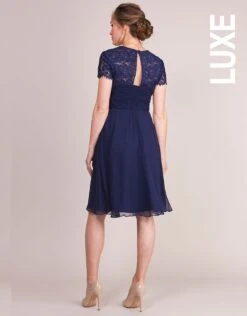 Seraphine Robe De Cocktail Grossesse Soie Et Dentelle - Bleu Marine -Seraphine mae midnight 06 V2