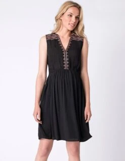 Seraphine Robe Grossesse Et Allaitement Brodée - Noir -Seraphine nanette black 01