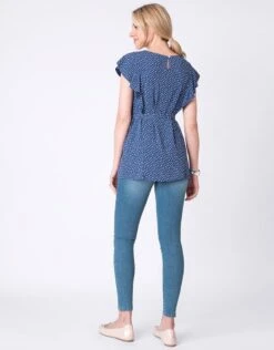 Seraphine Haut Grossesse Et Allaitement Manches Volantées à Pois – Bleu -Seraphine natalia bluewht 04