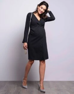 Seraphine Robe Grossesse Nouée Noire à Pois -Seraphine pearson blackdot 03