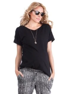 Seraphine T-shirt Grossesse Et Allaitement En Coton - Noir