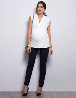 Seraphine Blouse Grossesse Nouée Sans Manches - Blanc -Seraphine ryle ss ivory 03 1