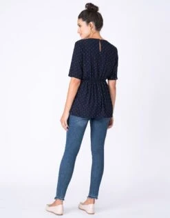 Seraphine Blouse Grossesse Et Allaitement à Pois – Bleu Marine -Seraphine salema navydot 04