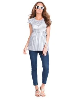 Seraphine Haut Grossesse Et Allaitement En Coton Rayé -Seraphine solene bluestripe 03