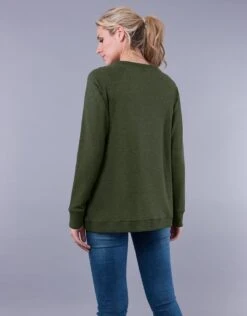 Seraphine Sweat Grossesse Et Allaitement Croisé En Mélange De Coton – Vert Olive -Seraphine sybil olive 06 v2