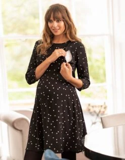 Seraphine Robe Grossesse Et Allaitement Avec Imprimés - Noir -Seraphine vara black 02
